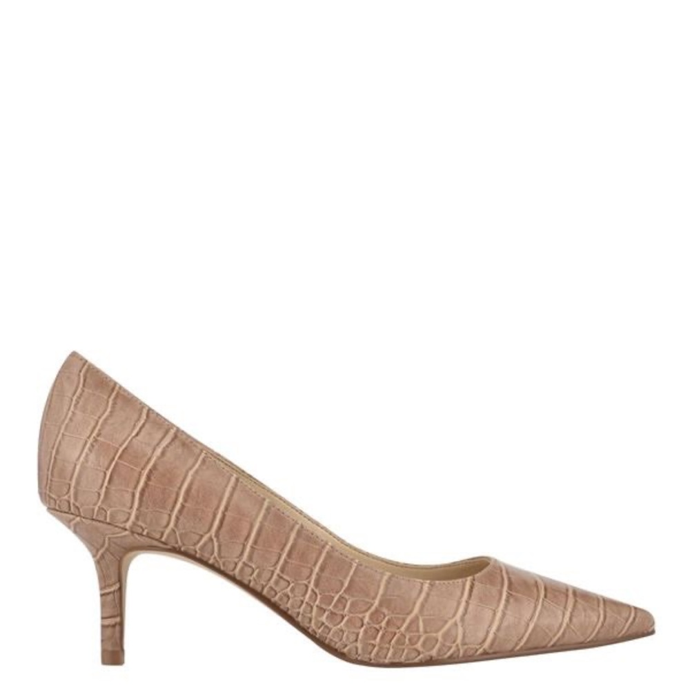 Nine West Kitten Heel Pointed | Nude Crocodile
